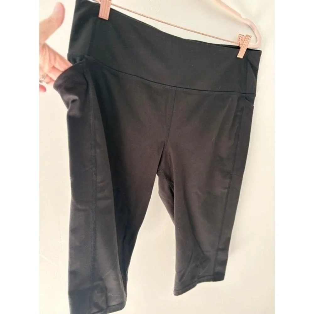 DSG Womens High Rise Capri Leggings with Pockets Black Size XL Performance Crop - Picture 2 of 4